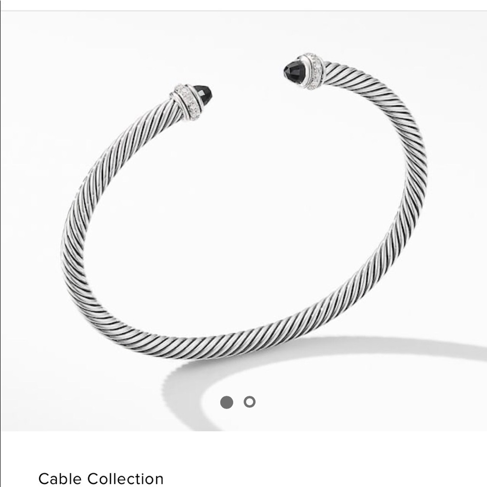 David Yurman 4mm 925 Silver/Onyx Cable Bracelt